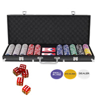 Set con 500 fiches di poker per Texas Holdem Blackjack e gioco d¡¯azzardo, Set con custodia in alluminio Nero-Fiche e set da poker