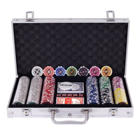 Set poker chips casino con dadi da gioco 300 pz e custodia in alluminio, Set fiches dadi e carte da poker Argento-Fiche e set da poker