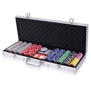 Set poker chips casino con dadi da gioco 300 pz e custodia in alluminio, Set fiches dadi e carte da poker Argento-Fiche e set da poker