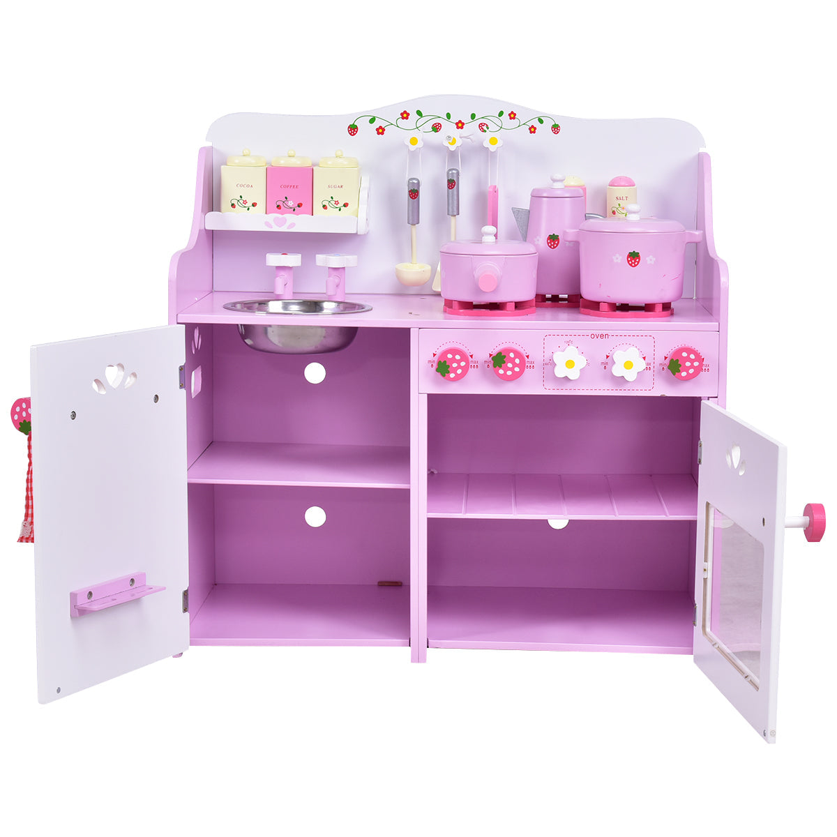Cucina per bambini con lavello estraibile 60 x 30 x 63 cm stile moderno e accogliente MDF rosa 20_0011632