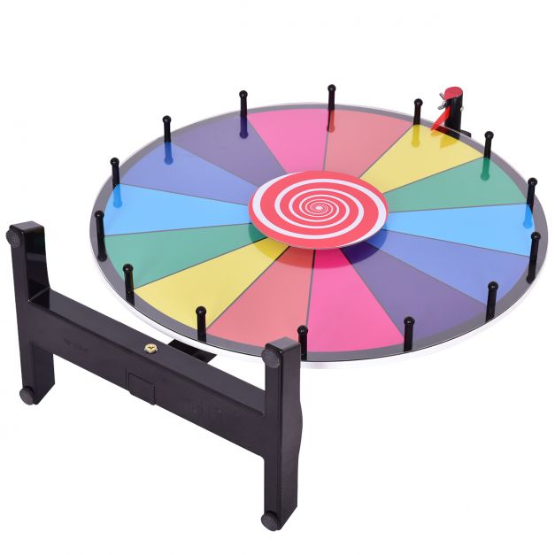 Gioco da tavolo Ruota della fortuna 18 pollici (φ 48 cm) giochi da tavolo personalizzabili con penna cancellabile, 2 puntatori 20_0007499