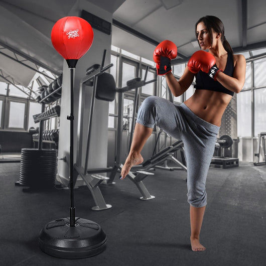 Palla da boxe con base altezza regolabile, Sacco da boxe con pompa manuale e guanti da boxe-Boxe