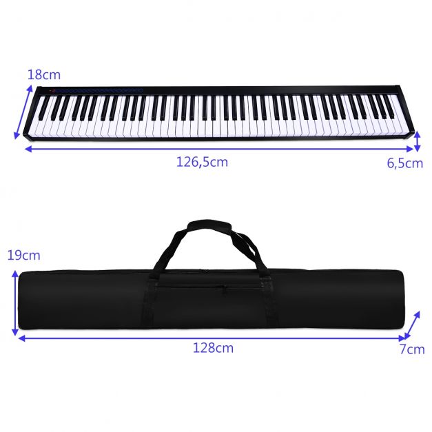 Tastiera elettrica con 88 tasti 128 ritmi 128 note regolazione dinamica interfaccia midi/usb con funzione bluetooth e borsa 20_0007111