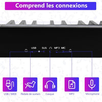 Tastiera elettrica con 88 tasti 128 ritmi 128 note regolazione dinamica interfaccia midi/usb con funzione bluetooth e borsa 20_0007111