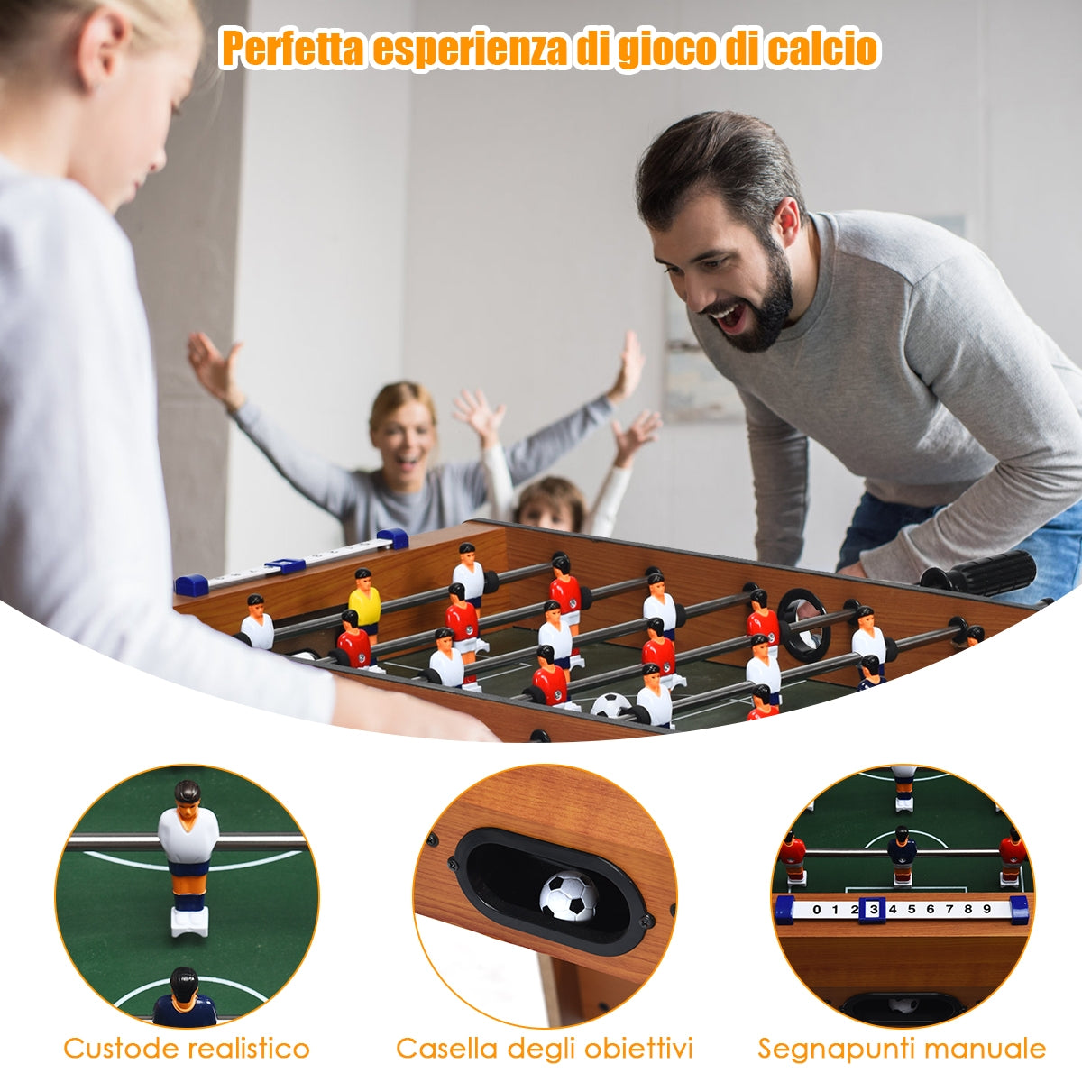 Calcio balilla da tavolo pieghevole-Gioco calcio balilla da interno per sala giochi feste e serate in famiglia