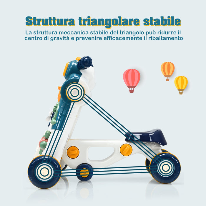 Primi passi 3 in 1 per bambini, Centro attivit¨¤ per bambini con luci e musica, Blu-Primi passi