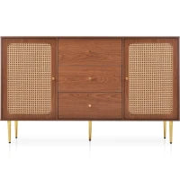 Credenza Moderna con 2 Ante e 3 Cassetti, Ripiano Regolabile, per Soggiorno e Camera da Letto, Colore noce