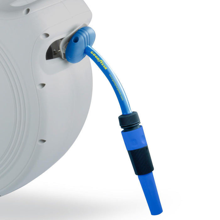 Avvolgitubo automatico 30 metri. Supporto per tubo da giardino a parete con rotazione a 180º Goodyear
