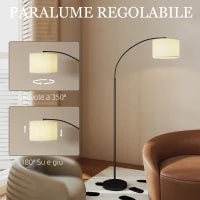 Lampada da Terra LED Regolabile con Telecomando, 11 Temperature e 11 Luminosità, Timer 1H, Girevole, Nero