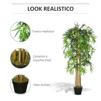 Bambù Artificiale con Vaso per Interno ed Esterno, Φ18x150cm