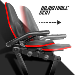 TYPHOON 7000 - Cyclette orizzontale a resistenza magnetica regolabile. Relaxbike con volano da 7kg, pedalata bidirezionale, ergometro reclinabile, display LCD, cardiofrequenzimetro e supporto tablet.