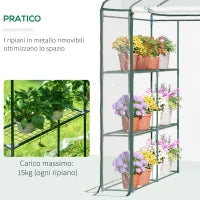 Serra da Giardino Esterno in PVC Trasparente, Serra da Balcone con Scaffali per Piante Orto 1.43 x 1.43 x 1.95m