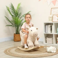 Giraffa a dondolo per bambini con suoni e cintura di sicurezza, 68x35x50cm, Beige