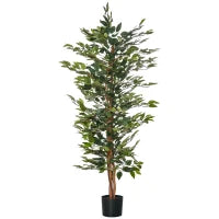 Pianta Finta di Ficus Alta 150cm, Decorazione per Interno ed Esterno con Vaso Incluso