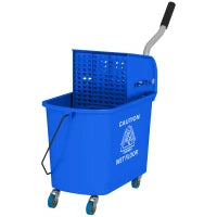 Carrello per Pulizie in Plastica PP da 20L con Secchio e Strizzatore, 60x27x70.5 cm, Blu