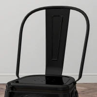 Set da 4 Sedie da Cucina Impilabili Stile Industriale in Acciaio, 45x53x85cm, Nero