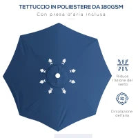 Ombrellone da Giardino ad Altezza Regolabile in Metallo e Poliestere, Ø292x242 cm, Blu Scuro