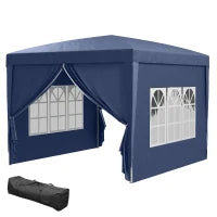 Gazebo da Giardino Pieghevole con Corde e Picchetti Inclusi, 2.95x2.95x2.58 m, Blu