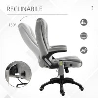 Sedia da Ufficio con Funzione Massaggiante e Altezza Regolabile, in PU, 67x67x116-126 cm, Grigio