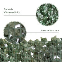 Edera Finta per Balconi in PE Anti-UV, Rotolo Siepe Artificiale con Foglie, 240x100cm, Verde Scuro