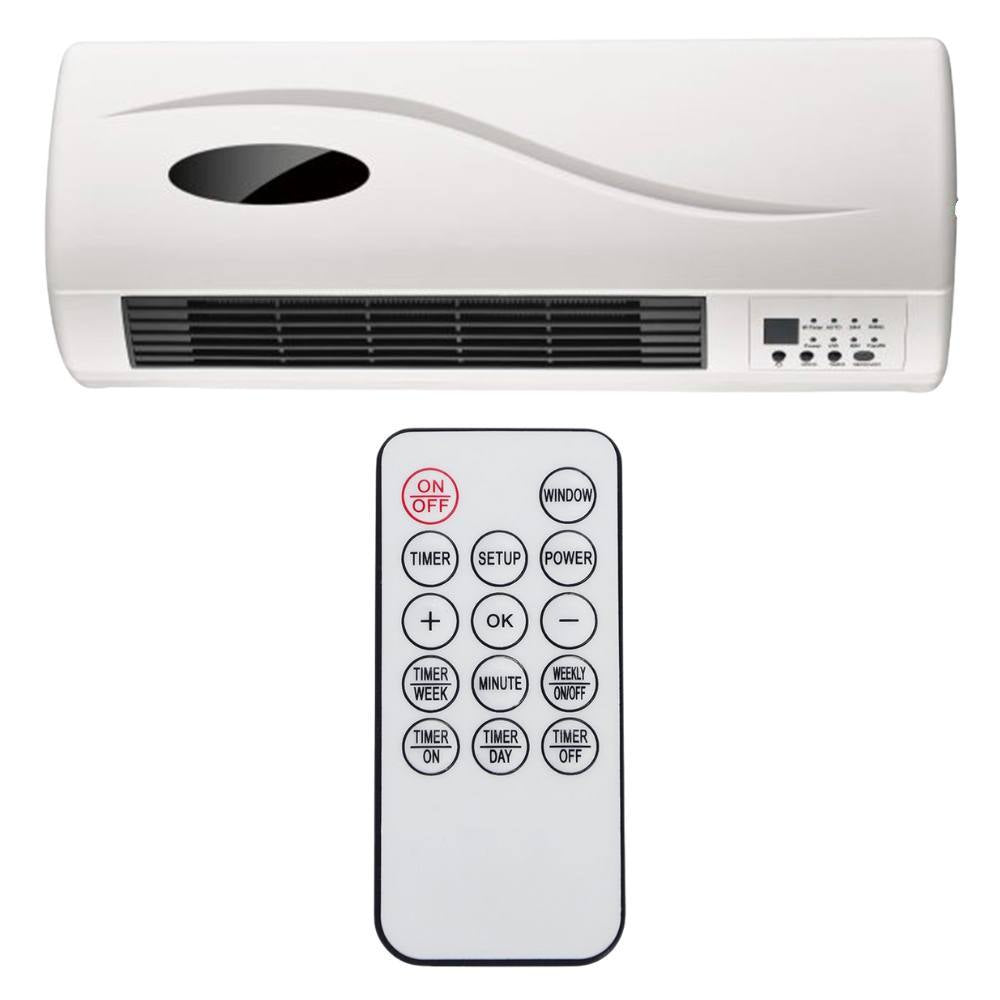 Termoventilatore ceramico da parete 2000w con timer e telecomando