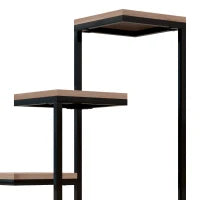 Scaffale per Piante a 4 Livelli in Acciaio e Legno, 40x40x75.5 cm, Marrone e Nero