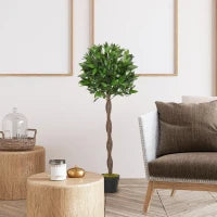 Set di 2 Alberi di Alloro in Vaso, Piante Finte in Plastica Altezza 120cm per Interni