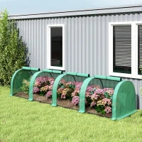 Serra a Tunnel in Acciaio e Plastica Impermeabile Anti UV con 4 Porte, 395x100x80 cm, Verde