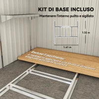 Capanno Attrezzi in Metallo 1.5x2m con Base, Porta Scorrevole e Tetto Inclinato, Grigio Scuro