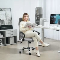 Sedia Ergonomica da Ufficio Girevole, Altezza Regolabile e Schienale a Rete, 63x65x109-119 cm, Grigio Chiaro