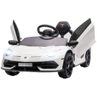 Macchina Elettrica per Bambini a 12V Licenza Lamborghini con Clacson e Telecomando, 107.5x63x42 cm, Bianca