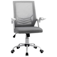Sedia da Ufficio Ergonomica con Braccioli e Supporto Lombare, in Tessuto Effetto Lino, 62.5x55x94-104 cm, Grigia