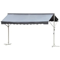 Tenda da Sole a Caduta Autoportante, Apertura con Manovella e Inclinazione Regolabile, 300x295cm, Grigio