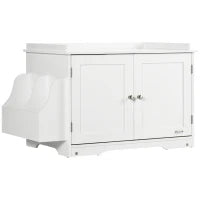 Mobile Lettiera per Gatti a 2 Ante con Divisorio Interno Regolabile, 86x48x52 cm, Bianco