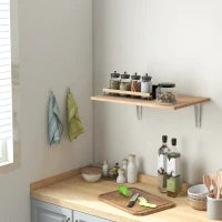 Tavolino a Muro Pieghevole Salvaspazio in MDF e Telaio in Metallo, per Cucina Salotto, Color Legno, 60x40x20cm