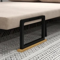 Divano Letto 3 in 1 in Tessuto Effetto Velluto con Schienale Regolabile e 2 Cuscini, 102x73x81 cm, Beige