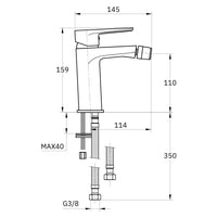 Miscelatore rubinetto africa per bidet in ottone colore nero opaco con piletta *** confezione 1
