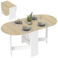 Tavolo da Pranzo Pieghevole di Forma Ovale in Stile Moderno 163x80x75 cm LEgno Naturale