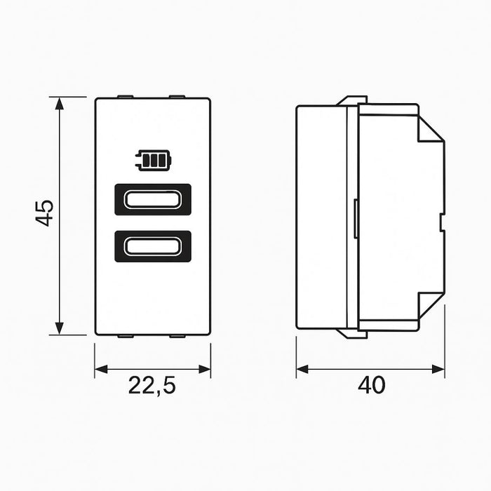 Caricatore usb bticino jw4191cc da incasso doppia porta c 15w bianco
