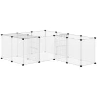 Recinto per Animali Modulabile con 20 Pannelli e 2 Porte, in Acciaio e PP, 175x70x45 cm, Bianco e Nero