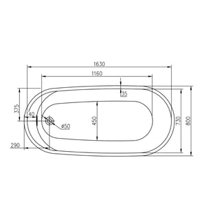 Vasca da bagno free standing bianca con piletta e troppopieno cm 170 *** confezione 1