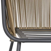 Set 2 Poltroncine con Tavolino da Esterno in Rattan PE Stile Boho, Cachi e Grigio