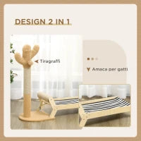 Amaca per Gatti con Tiragraffi per Gatti a forma di Cactus Design 2 in 1 per Interni, 88.5x31.5x76.5 cm