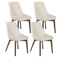 E-STYLO Sedia da pranzo in tessuto beige con gambe e struttura in massello di noce, 62cm X 49.5cm H. 87cm.
