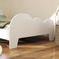 Letto per bambini letto a terra bambino 70x140 cm con sponda di sicurezza, doghe incluse e decorazioni a nuvola, bianco