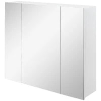 kleankin Armadietto Bagno con 3 Ante Specchiate e Ripiani Regolabili, 70x15x60cm, Bianco