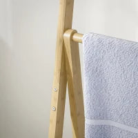 Scaffale Bagno 3 Ripiani con Porta Asciugamani a 3 Barre, Autoportante e Pieghevole in Legno di Bambù