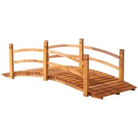 Ponte da Giardino in Legno, Decorazione del Giardino, 185L x 72l x 58H cm con Parapetto, Legno di Abete, Arancione