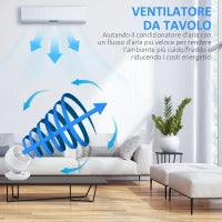 Ventilatore da Tavolo 3 Velocità, Oscillazione 70° e Inclinazione 90°, 27x27x34cm, Bianco e Nero