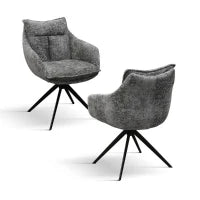 PAZZO DESIGN Sedia Gastone Grigio set da 2 sedie con rivestimento in tessuto e gambe in metallo